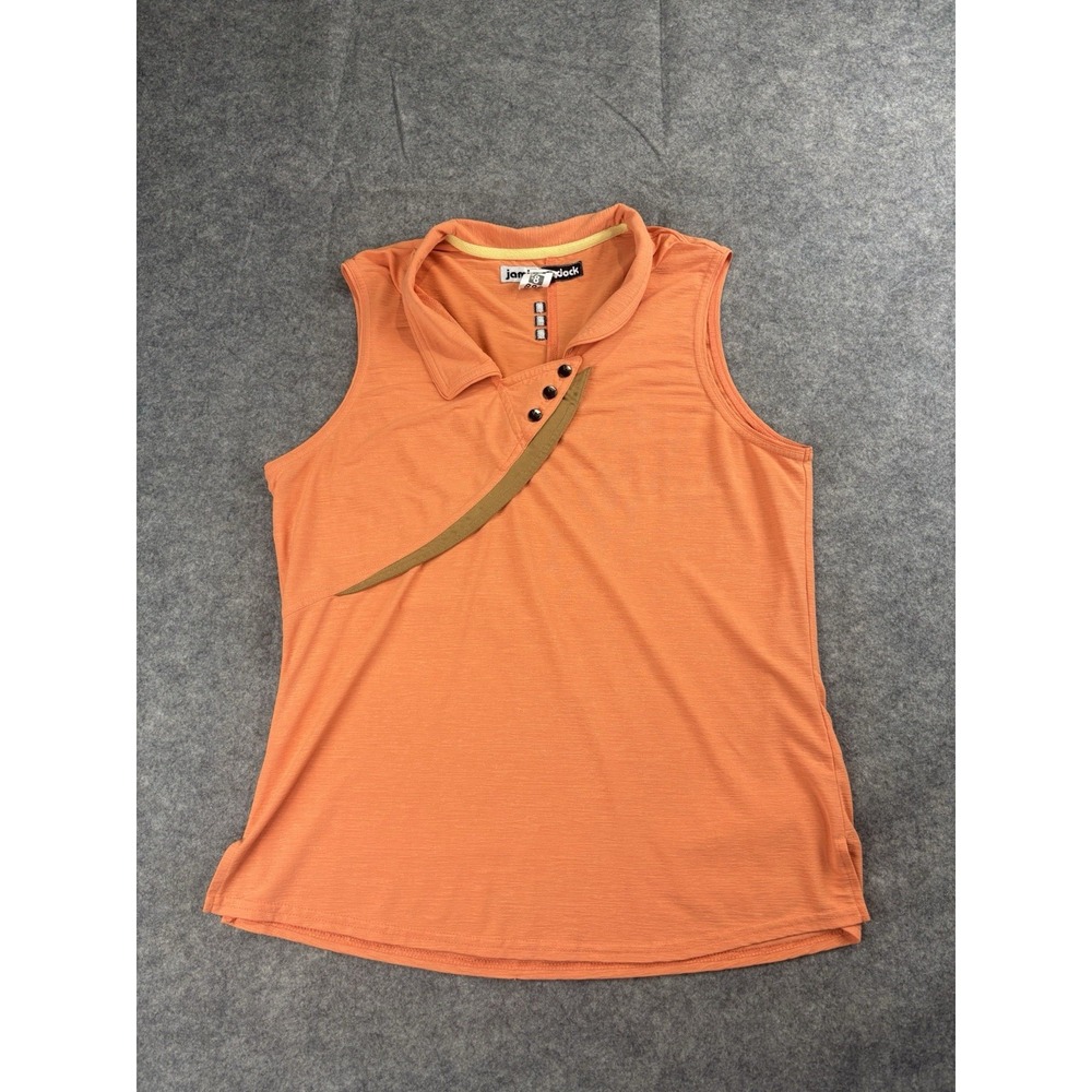 Jamie Sadock Top Women's M Orange Designer Preppy V-Neck Golf‎ Polo Stretch VTG